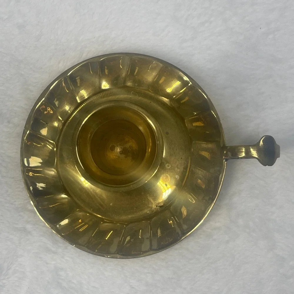 Vintage Brass Candle Holder Set of 8 Mixed Heights Etched Floral Chamberstick
